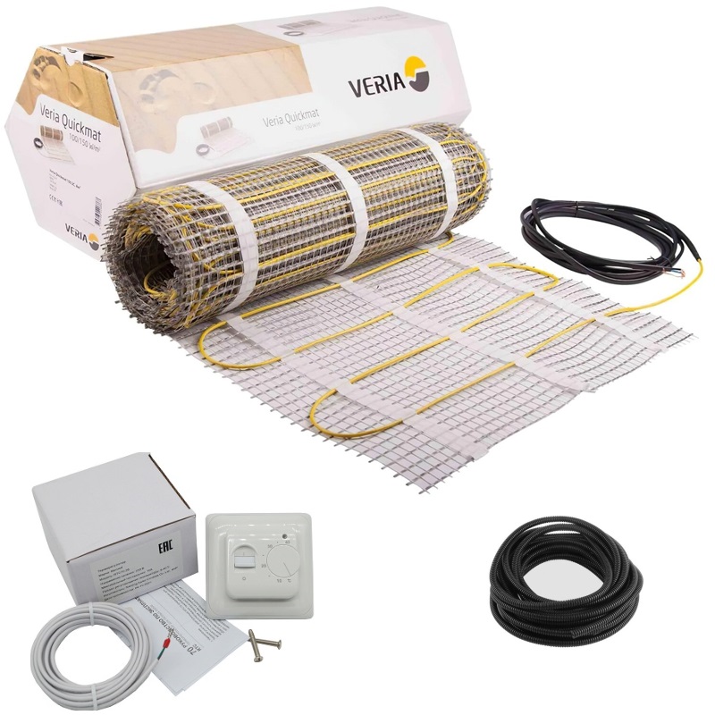 Нагревательный мат Veria Quickmat 150 - 1 м² + механический терморегулятор RTC 70 фото 1