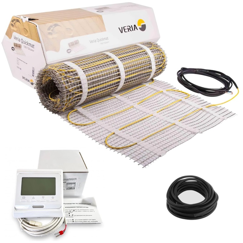 Нагревательный мат Veria Quickmat 150 - 2.5 м² + программируемый терморегулятор E51.716 фото 1