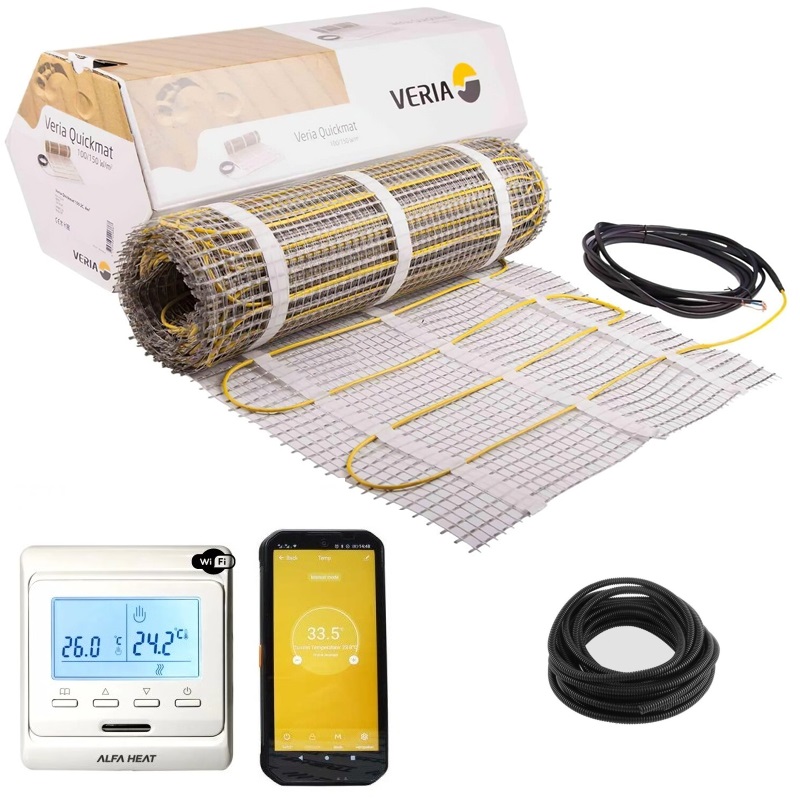 Нагревательный мат Veria Quickmat 150 - 3 м² + Wi-Fi терморегулятор фото 1