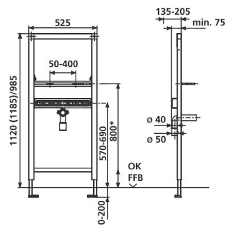 90.669.00.T000 Sanit Инсталляция для умывальника h=985 mm фото 2