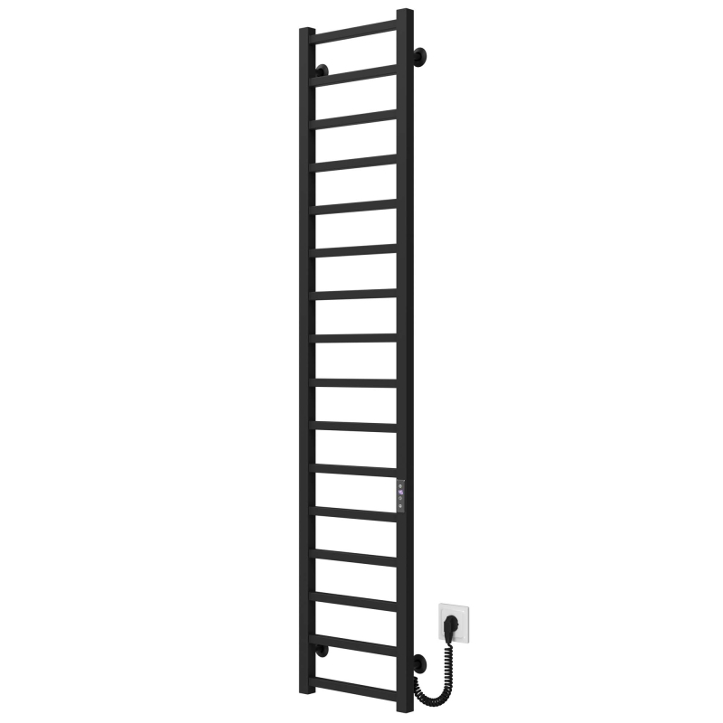 Полотенцесушитель электрический Forest П16 200х1600 Deffi нержавеющая сталь (Черный, JD04, Правое подключение) фото 2