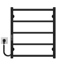Полотенцесушитель электрический Ladder П5 500х600 Deffi нержавеющая сталь (Черный, JD03, Левое подключение)