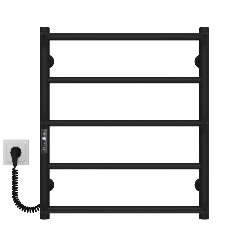 Полотенцесушитель электрический Ladder П5 500х600 Deffi нержавеющая сталь (Черный, JD03, Левое подключение) фото 1