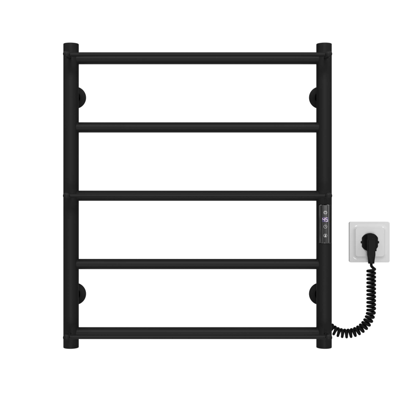 Рушникосушарка електрична Ladder П5 500х600 Deffi нержавіюча сталь (Чорний, JD03, Праве підключення) фото 1