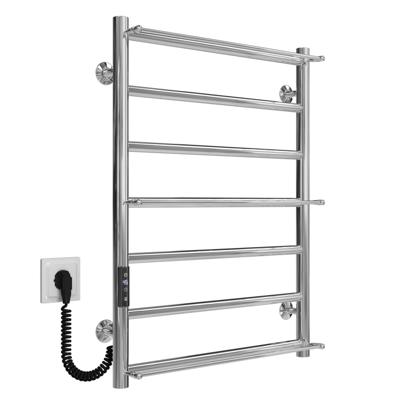Полотенцесушитель электрический Ladder П7 500х700 Deffi нержавеющая сталь (Хром, JD03, Левое подключение) фото 2