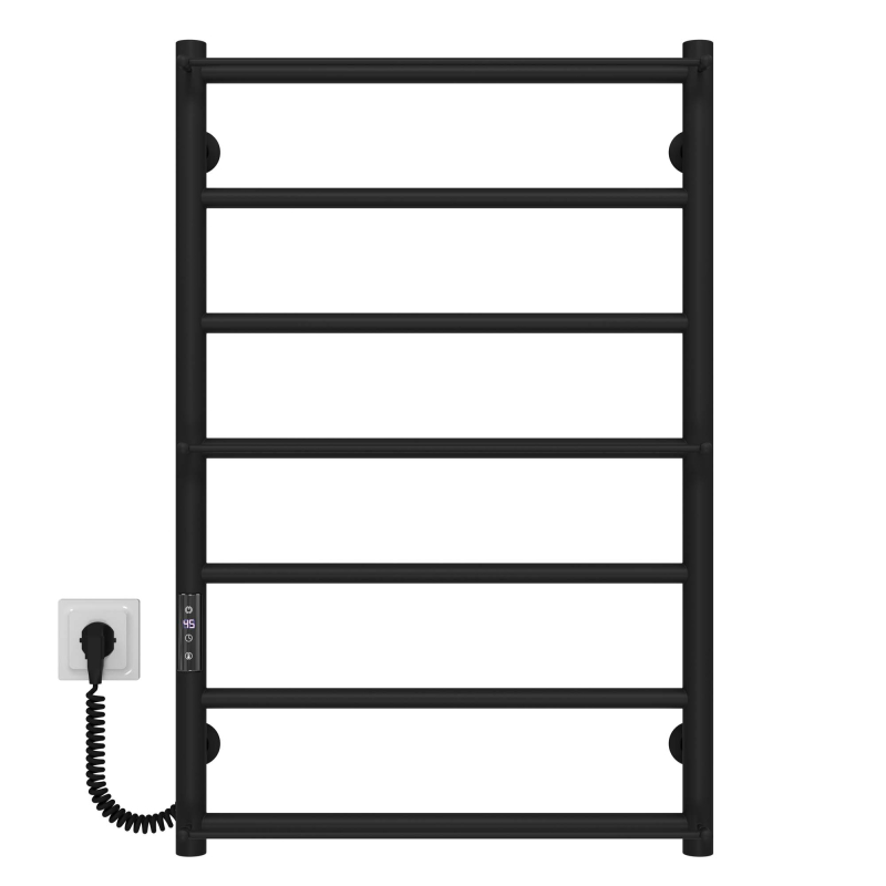 Полотенцесушитель электрический Ladder П7 500х800 Deffi нержавеющая сталь (Черный, JD03, Левое подключение) фото 1