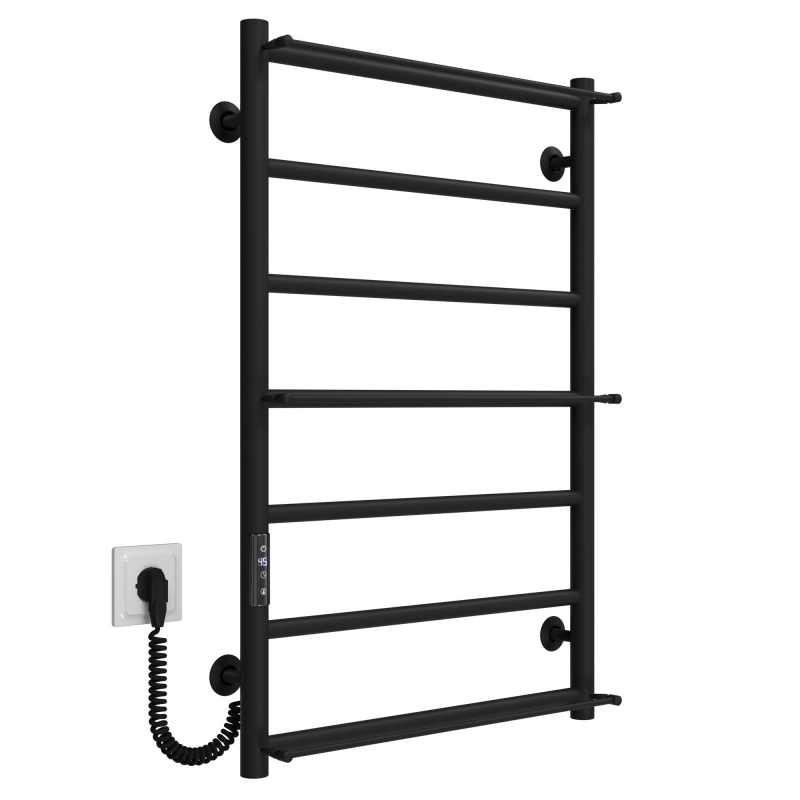 Полотенцесушитель электрический Ladder П7 500х800 Deffi нержавеющая сталь (Черный, JD03, Левое подключение) фото 2