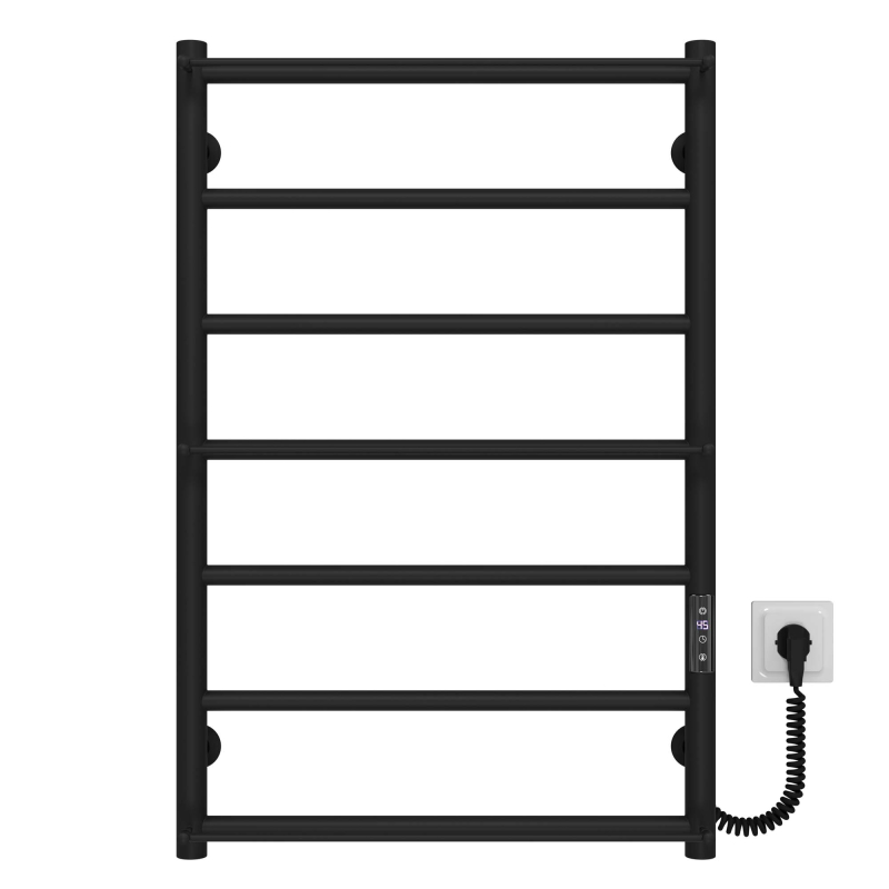 Рушникосушарка електрична Ladder П7 500х800 Deffi нержавіюча сталь (Чорний, JD03, Праве підключення) фото 1