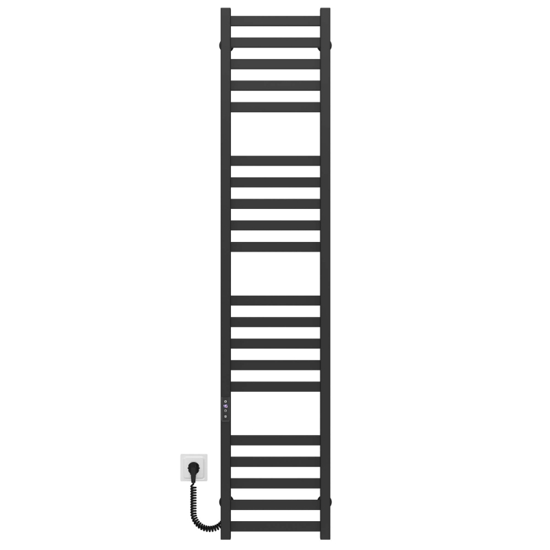 Полотенцесушитель электрический Magnus П20 400х1600 Deffi нержавеющая сталь (Черный, JD04, Левое подключение) фото 1
