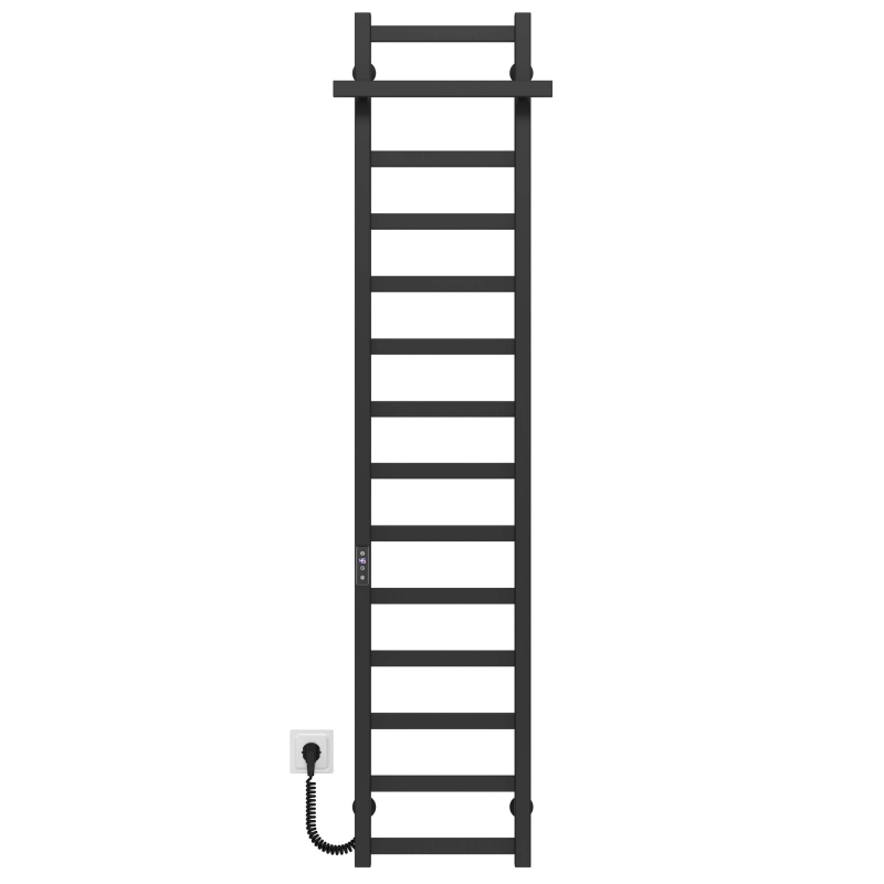 Полотенцесушитель электрический Nicolе П14 300х1600 Deffi нержавеющая сталь (Черный, JD04, Левое подключение) фото 1