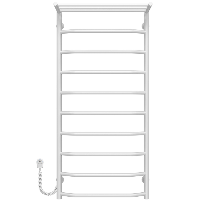 Рушникосушарка електрична Трапеція з полицею П10 500х1100 Deffi нержавіюча сталь (Білий, EF16, Ліве підключення) фото 1