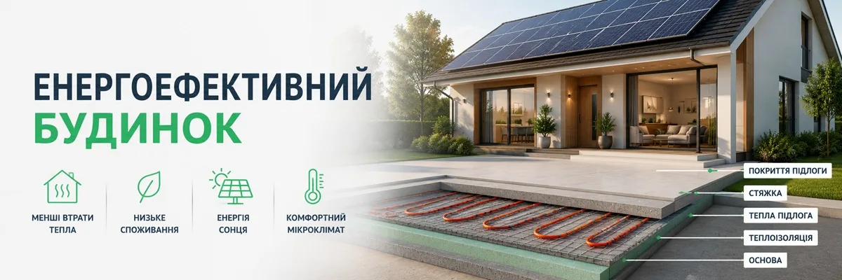 Енергоефективне опалення будинку теплою підлогою Енергоефективний будинок з теплою підлогою