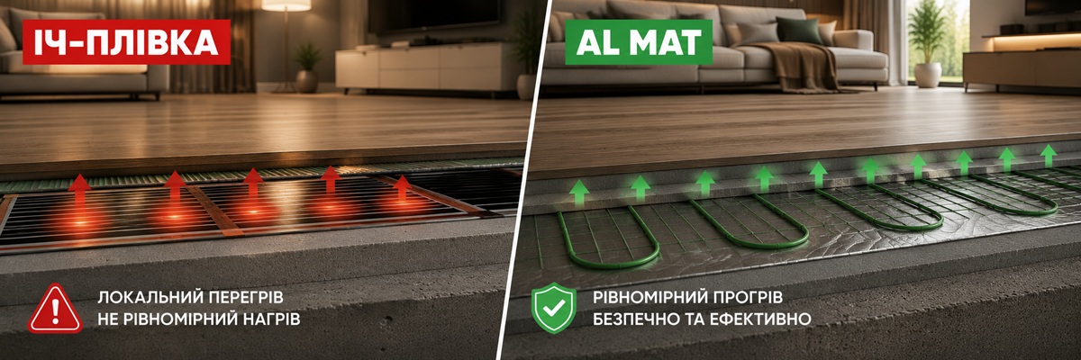 Порівняння інфрачервоної плівки та алюмінієвого мата під SPC