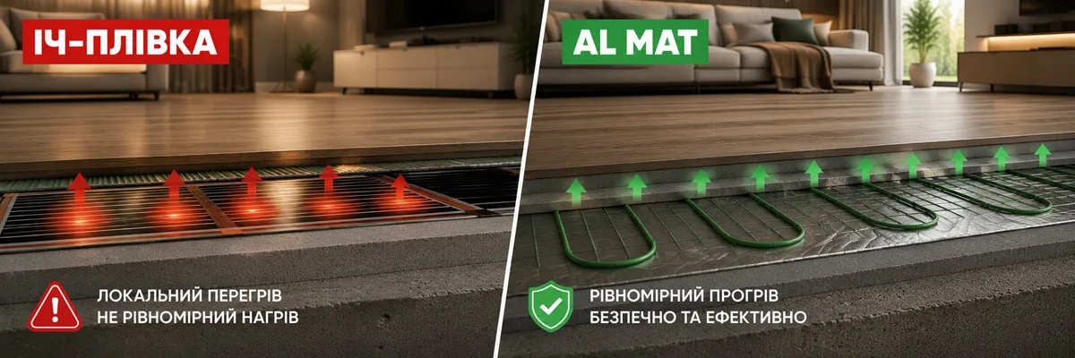 Чому AL MAT кращий за інфрачервону плівку під SPC Порівняння інфрачервоної плівки та алюмінієвого мата під SPC