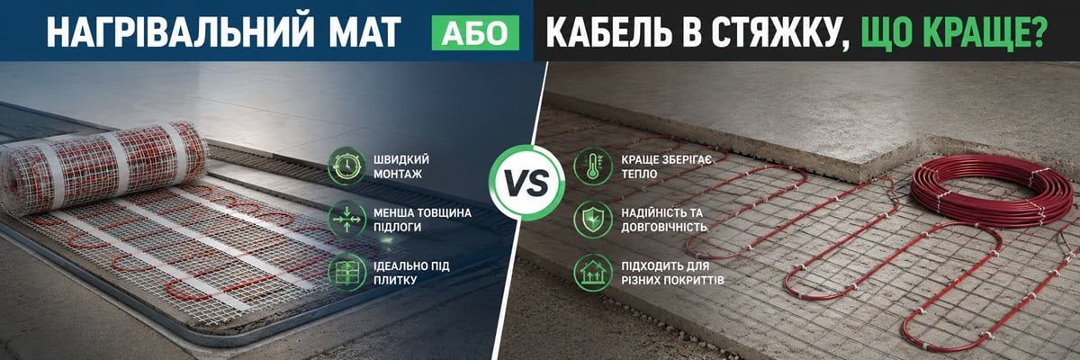Нагревательный мат VS кабель в стяжку Нагревательный мат или кабель в стяжку, что лучше?