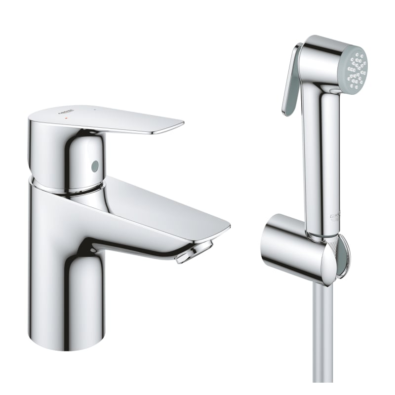Смеситель для раковины Grohe BauEdge 153 мм с гигиеническим душем, S-Size, хром (23757001) фото 1