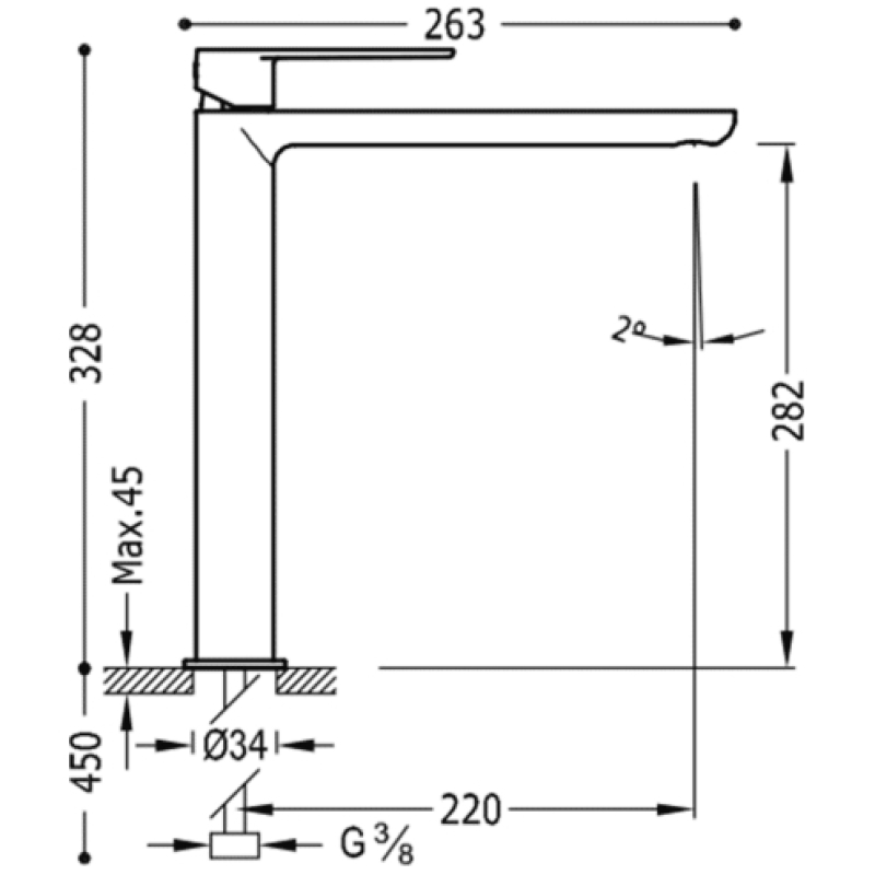 Loft Смеситель для раковины 328 мм, без д/кл., черный матовый фото 2