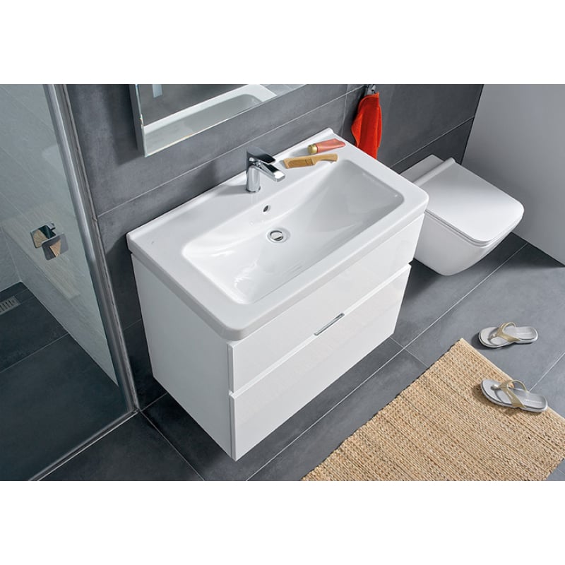 Cubito Pure Раковина прямоугольная мебельная/подвесная 850*485 мм с отверстием для смесителя, белый фото 2