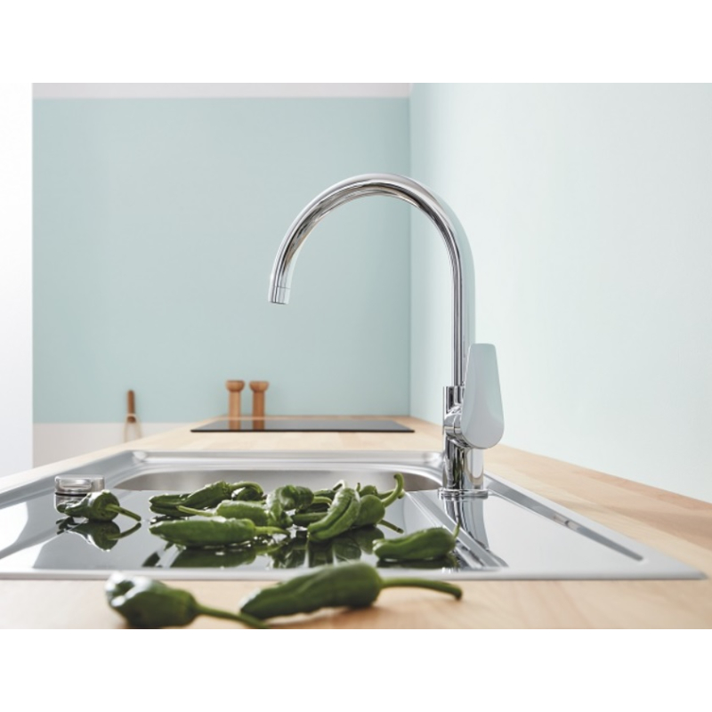 Смеситель кухонный однорычажный Grohe BauEdge New, хром (31233001) фото 3