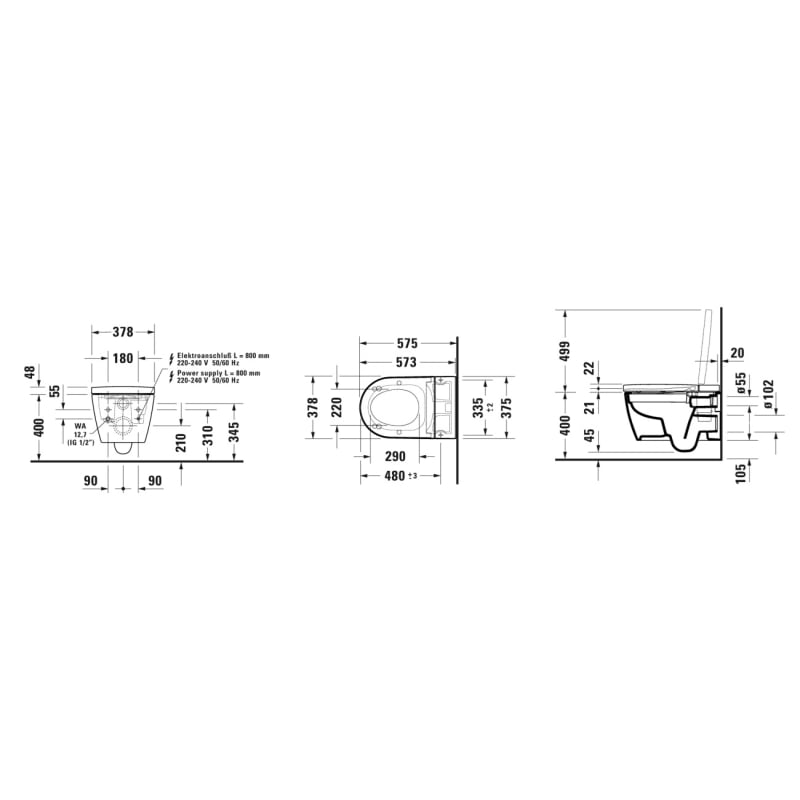 SensoWash Starck f Plus Унитаз подвесной 57,5*37,5см, Rimless безобедочный, с сиденьем с функцией бед фото 3