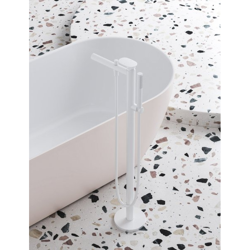 Смеситель напольный для ванны Ravak Spring SG 080.10WHM.RB07A, белый матовый (X070578) фото 3