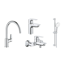 Набор смесителей для ванны Grohe Bau Edge + кухонный смеситель  (23330001+23605001+26748003+31233001)(ФН)