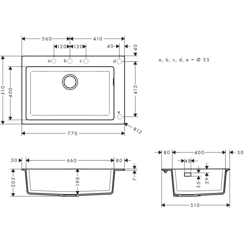 S51 Мойка кухонная 770х510 мм, встроенная, stonegrey, S510-F660 фото 2