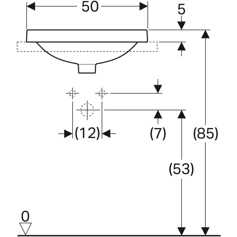 VariForm Раковина овальная, встроенная в столешницу, 500*450 мм, белый фото 2