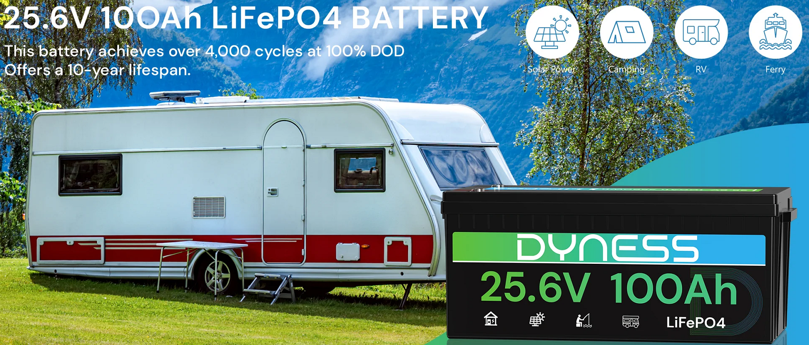 Универсальный аккумулятор Dyness LiFePO4 24V 100Ah Универсальная аккумуляторная батарея Dyness LiFePO4 24V 100Ah для всего дома