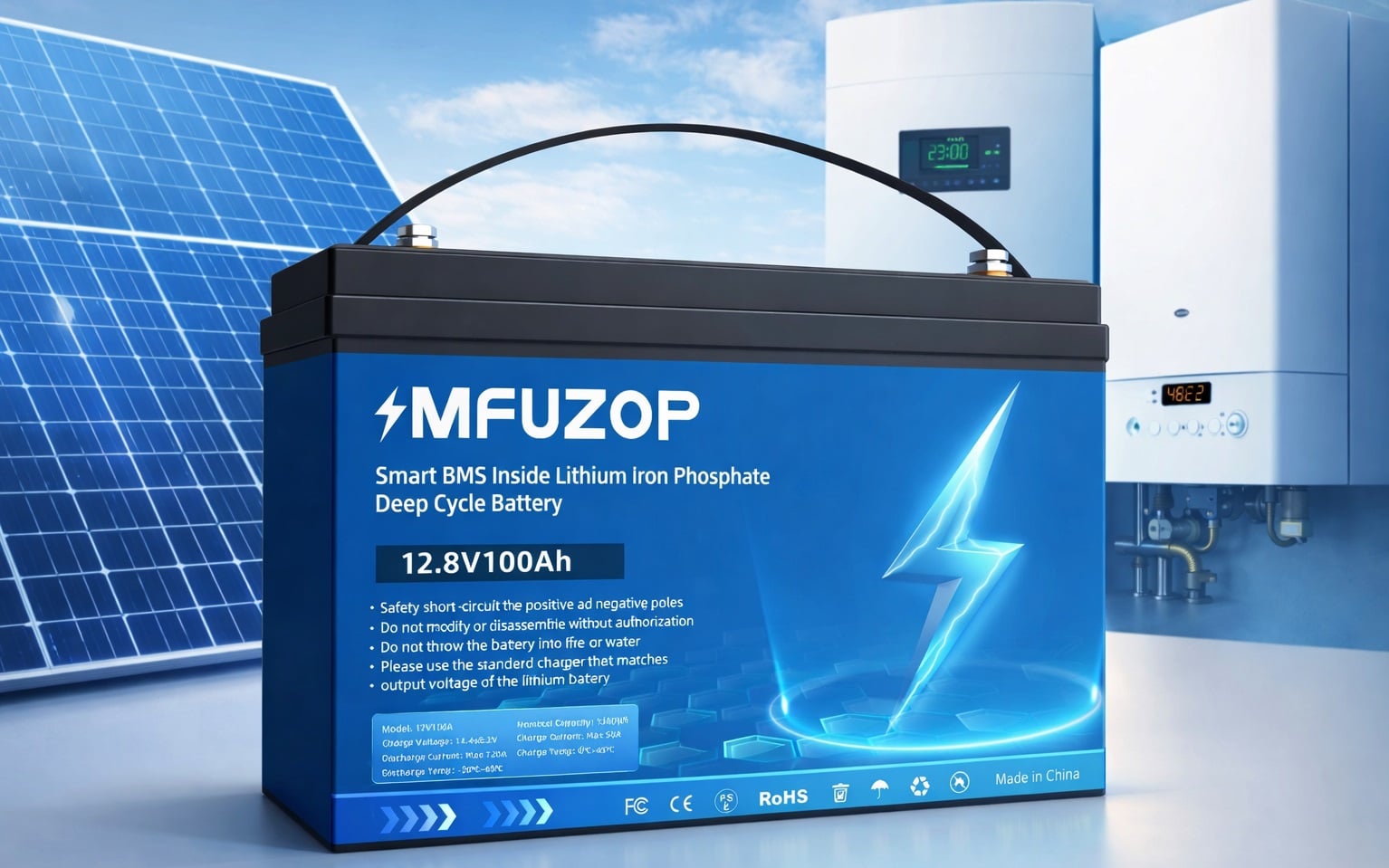 Аккумулятор MFUZOP литий-железо-фосфатный LiFePO4 12,8 В 100 Ач с BMS платой