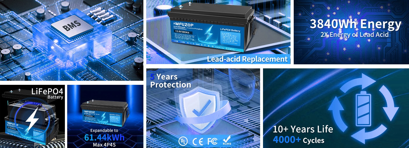 Акумулятор MFUZOP LiFePO4 12V 300Ah Акумуляторна батарея MFUZOP LiFePO4 12V 300Ah