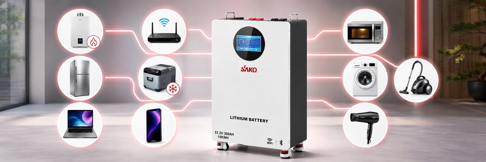 Аккумуляторная батарея Sako Li-Sun SK-51.2V 300Ah для дома, квартиры, офиса