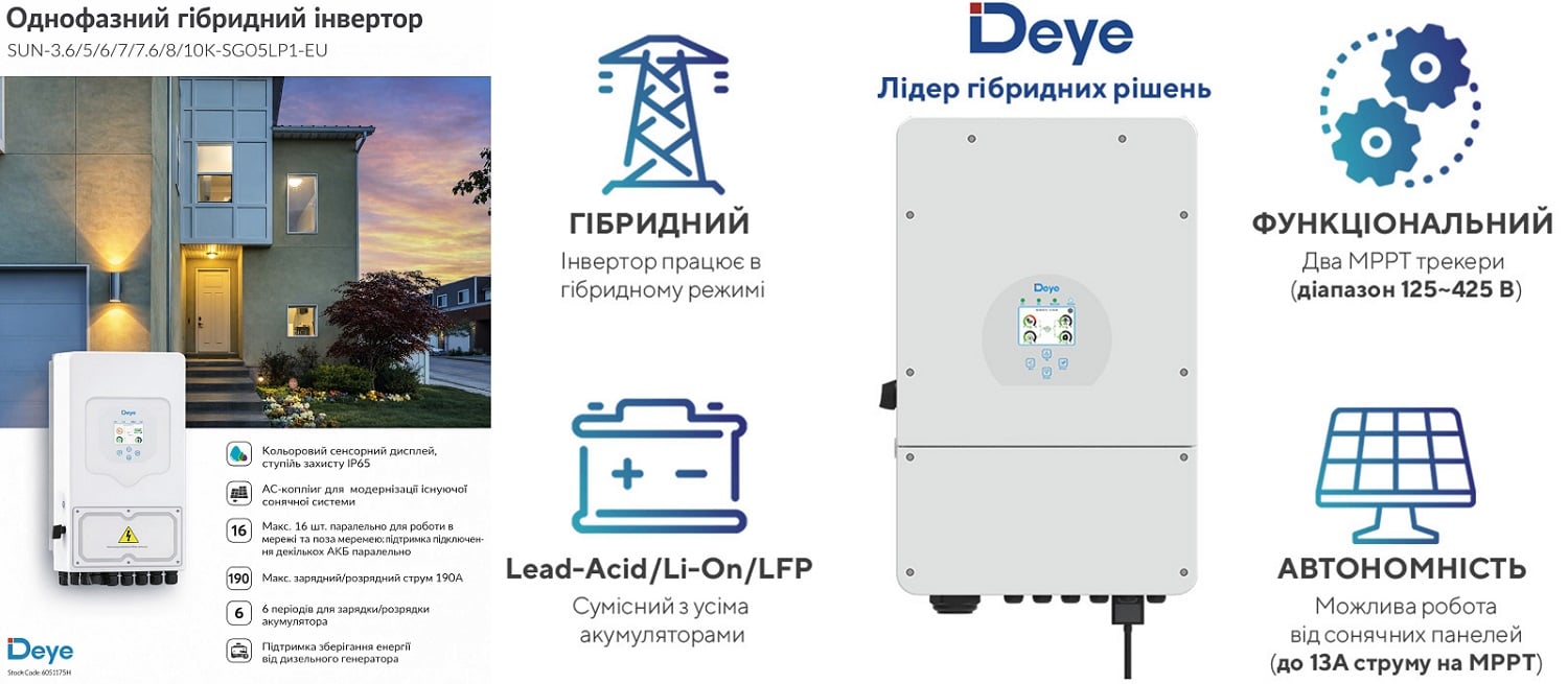  Гибридный низковольтный инвертор Deye SUN-06K-SG05LP1-EU