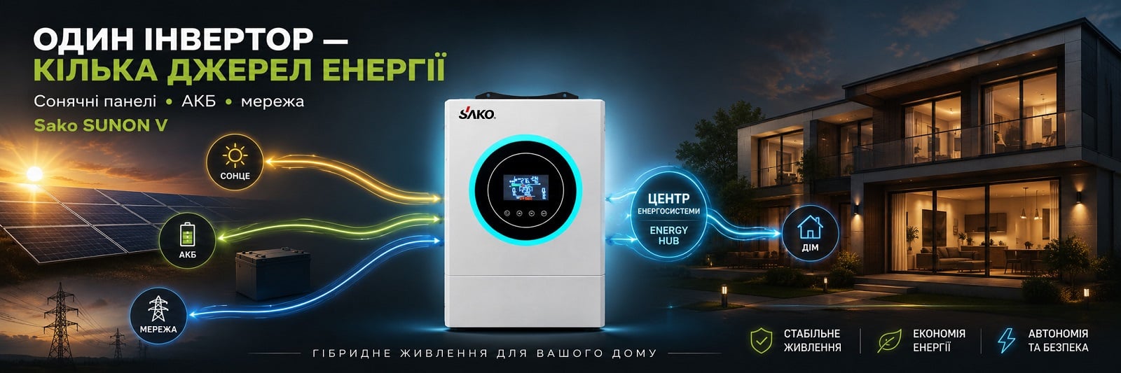 Sako SUNON V 6.5KVA/6200W для живлення будинку