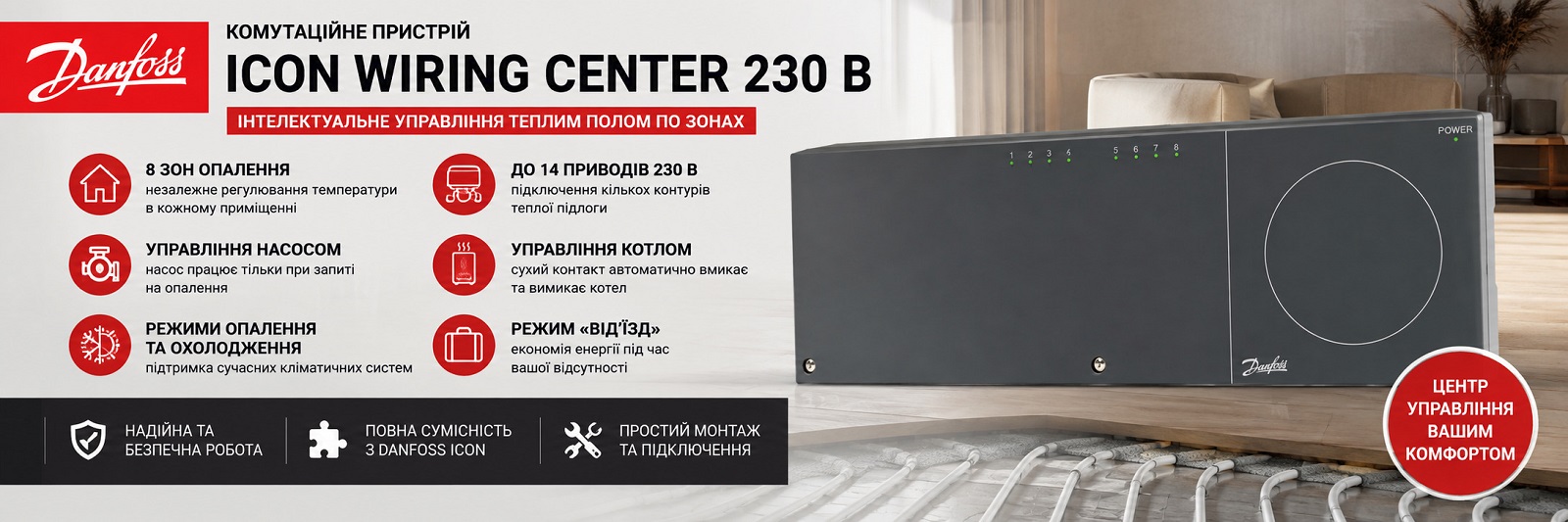 Комутаційний блок Danfoss Icon Wiring center 230V