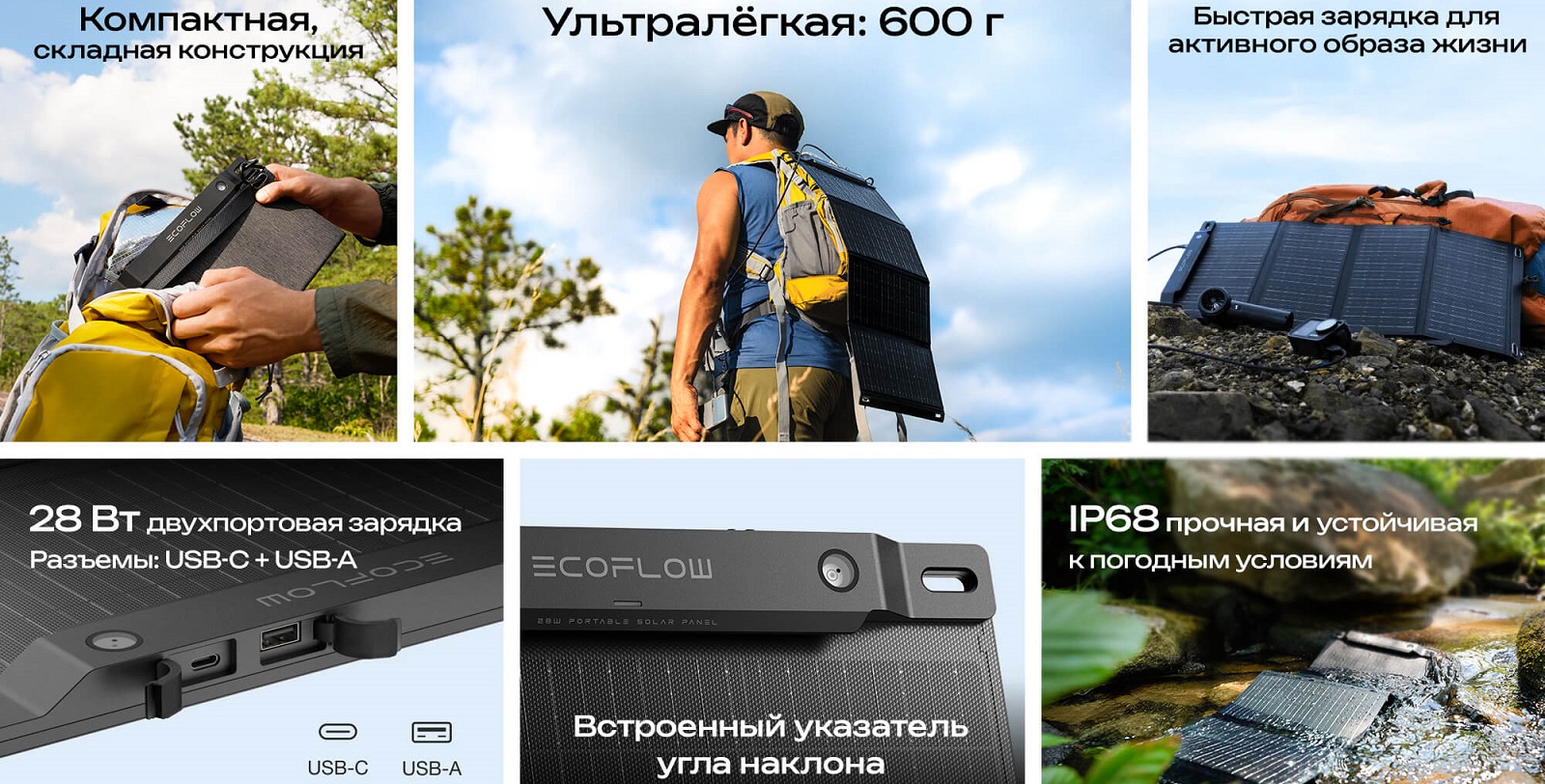 Солнечный модуль EcoFlow 28W Solar Panel - Type-C