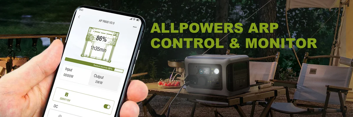Зарядна станція Allpowers R600 додаток ALLPOWERS через Bluetooth Зарядна станція Allpowers R600 дистанційне керування через Bluetooth