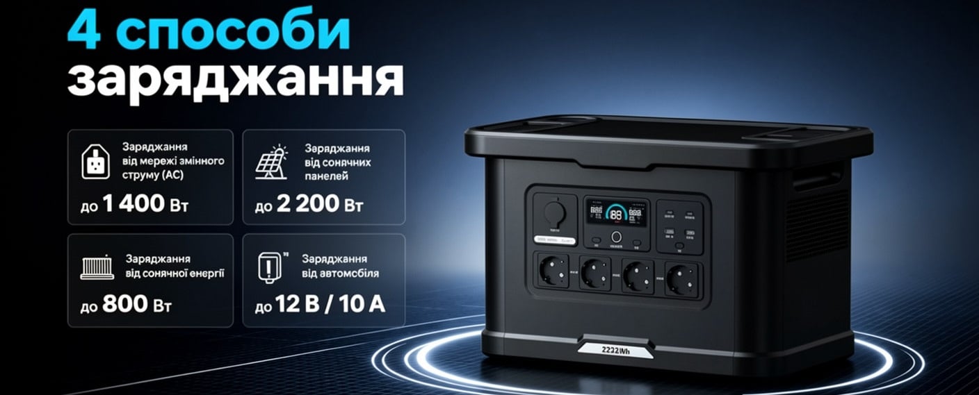 Зарядная станция OUPES S024 4 способа зарядки Зарядная станция OUPES S024 от сети, солнечных панелей, авто, комбинированная