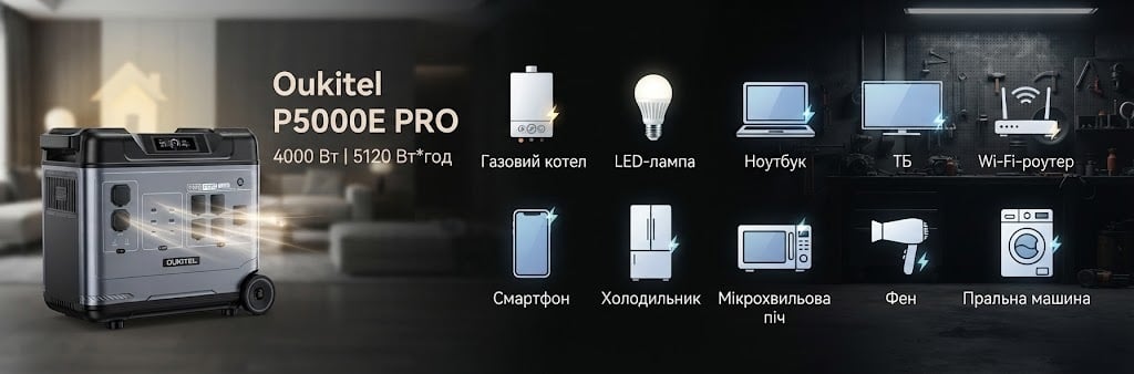 Oukitel P5000E PRO для бытовой техники и электроники Oukitel P5000E PRO для котла, холодильника, ТВ, роутера, смартфона, ноутбука