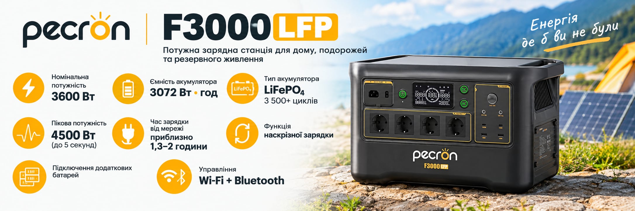 Портативная зарядная станция Pecron E3000LFP, 3600 Вт, 3072 Вт*ч