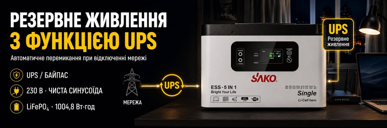 Sako Alpha-ESS-500W/1KWh джерело безперебійного живлення