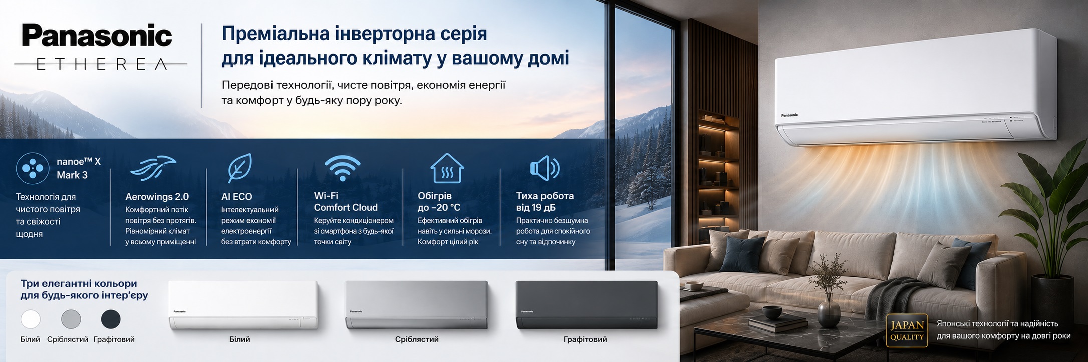 Кондиционер Panasonic Etherea CS-XZ20CKEW-H/CU-Z20CKE Graphite Grey Настенный кондиционер Panasonic Etherea CS-XZ20CKEW-H/CU-Z20CKE граифтовый