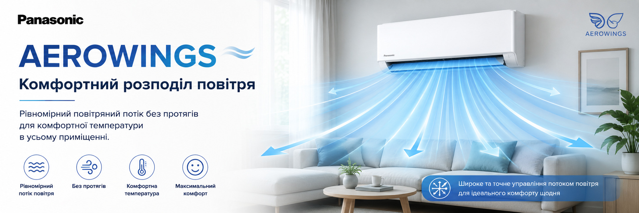 Сплит-системы Panasonic TZ Compact CKE технология Aerowings Технология Panasonic Aerowings обеспечивает комфортное и равномерное распределение воздуха без ощущения сквозняков