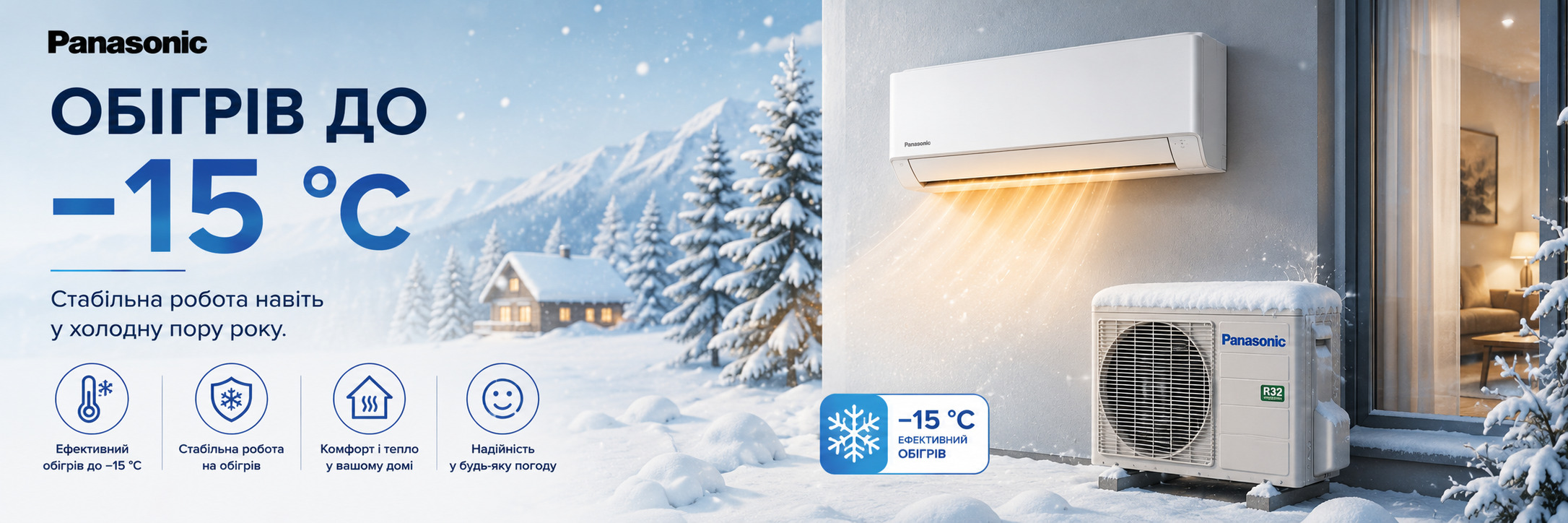 Настенные кондиционеры Panasonic TZ Compact CKE — эффективный обогрев при температуре до −15 °C Режим обогрева кондиционера Panasonic TZ Compact CKE при наружной температуре до −15 градусов Цельсия