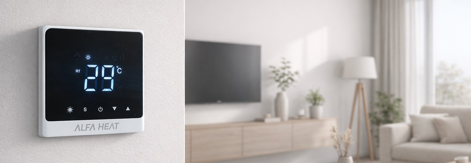 Терморегулятор Alfa Heat Smart Wi-Fi белый с программированием режимов