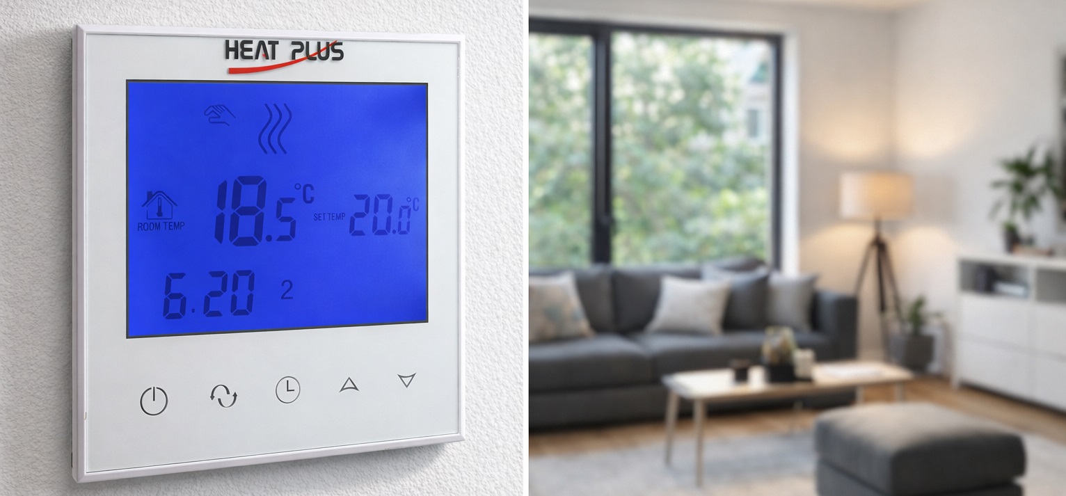 Белый терморегулятор Heat Plus BHT-321 с программированием режимов
