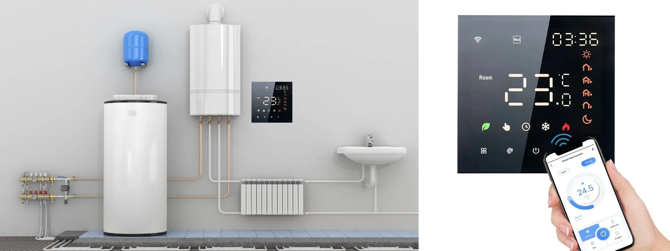 Wi-Fi терморегулятор In-Therm PWTG 081 черный для котла Терморегулятор In-Therm PWTG 081 для газовых и электрических котлов