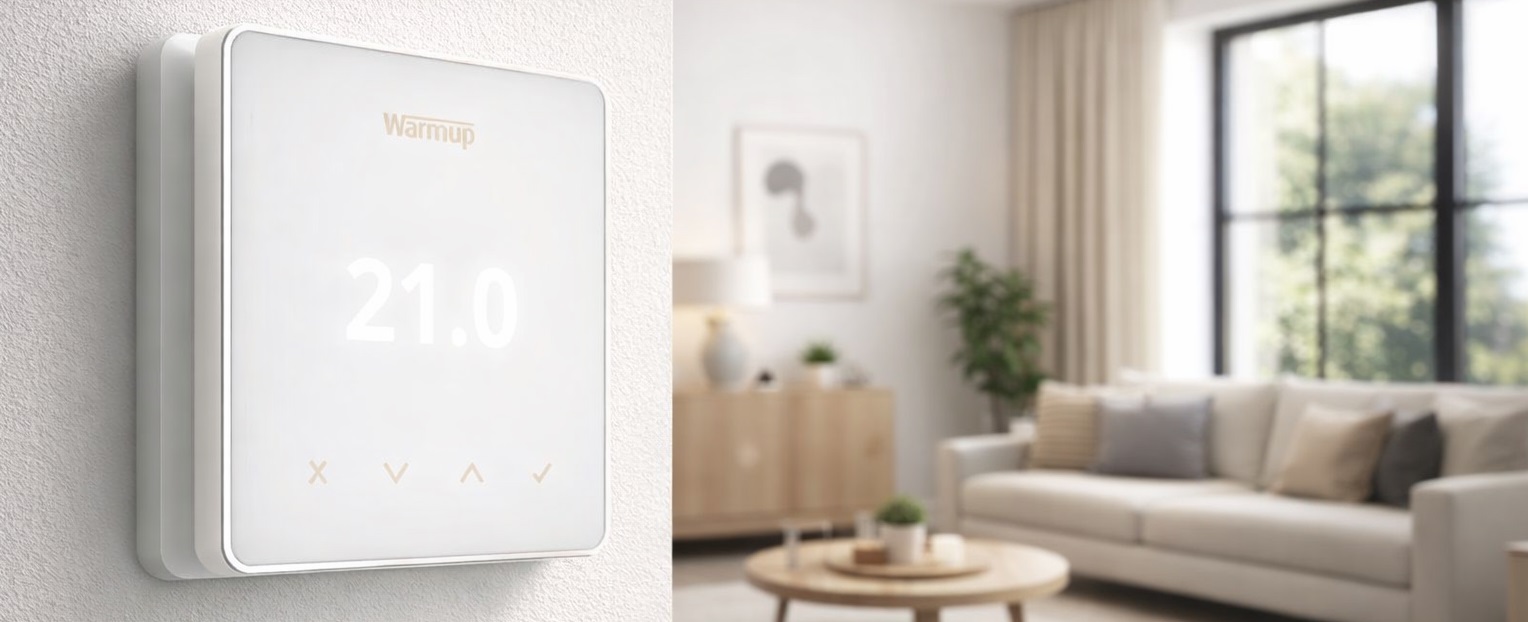 Wi-Fi Терморегулятор Warmup Element для пола, белый, на стене Терморегулятор WarmUp Element Wi-Fi White для электрического теплого пола